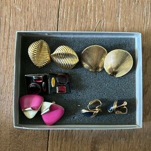 5 sets vintage clip on earrings